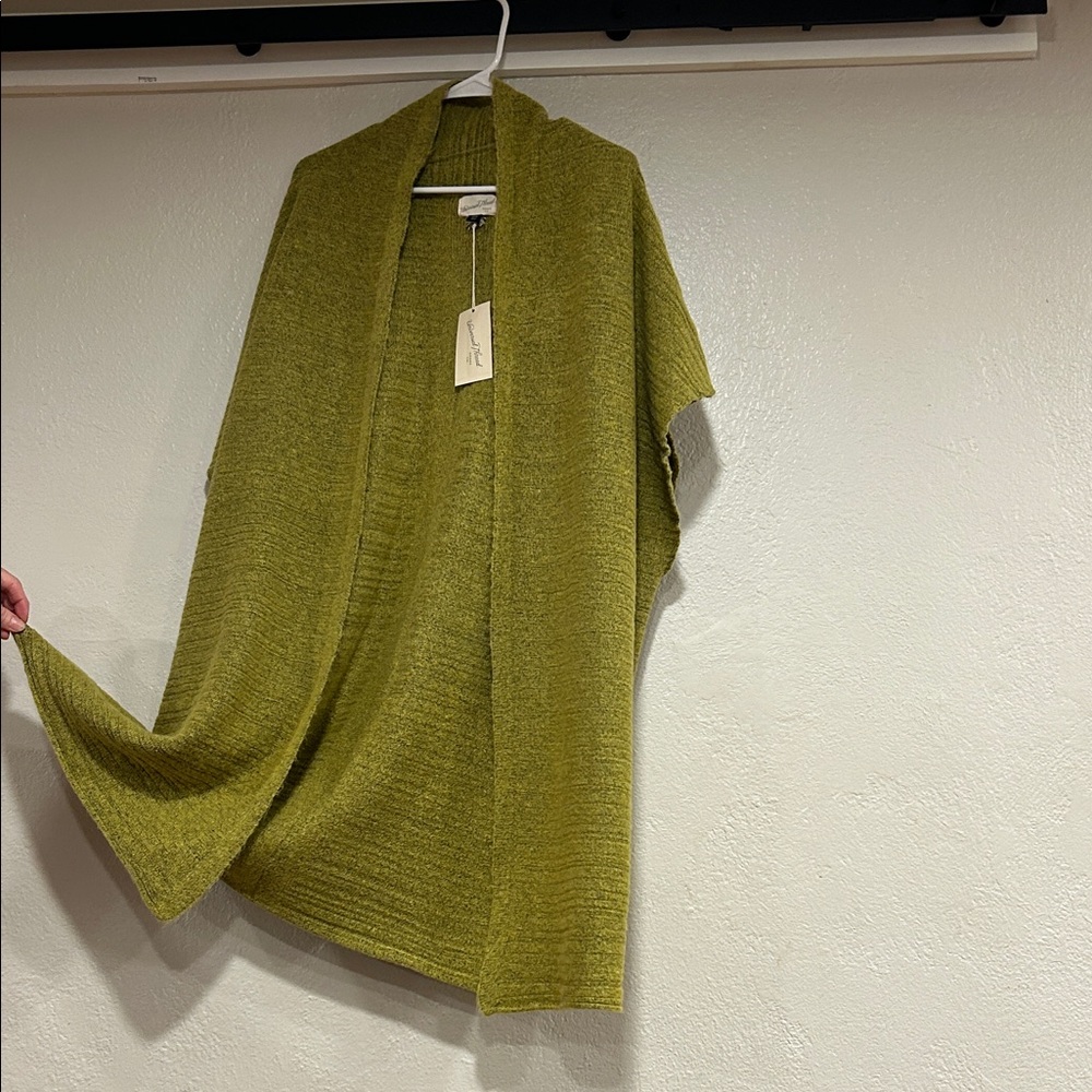 Olive Green Open Front Cardigan - Picture 2 of 4